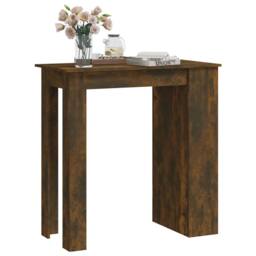 Berkfield Home Bar Table with Storage Rack Smoked Oak 102x50x103.5cm Engineered Wood in Brown - Size: 102x50x103.5 cm - thumbnail 4