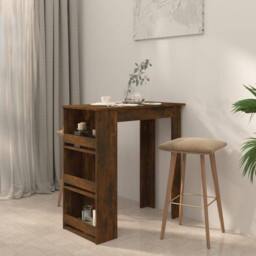 Berkfield Home Bar Table with Storage Rack Smoked Oak 102x50x103.5cm Engineered Wood in Brown - Size: 102x50x103.5 cm - thumbnail 3