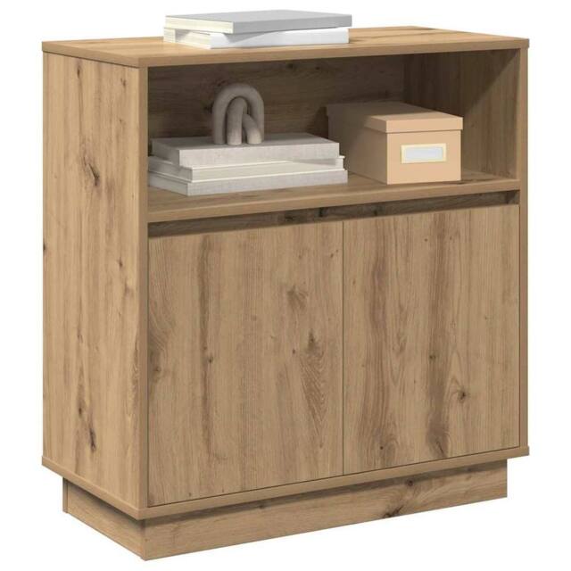 Berkfield Home Sideboard with LED Artisan Oak 71x34, 5x75 cm Engineered Wood in Brown - image 1