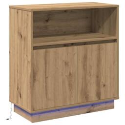Berkfield Home Sideboard with LED Artisan Oak 71x34, 5x75 cm Engineered Wood in Brown - thumbnail 3