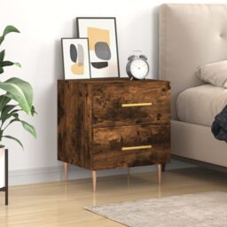 Berkfield Home Bedside Cabinet Smoked Oak 40x35x47.5 cm Engineered Wood in Brown