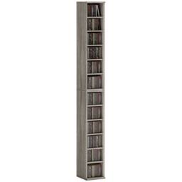 HOMCOM Set of 2 CD Storage Units DVD Shelf with Adjustable Shelves in Dark Grey - thumbnail 2