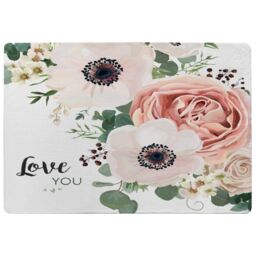 Benjamin Tate Design Garden Flower, Pink Peach Rose, White Anemone Designer Rug in Natural - Size: Large - thumbnail 1