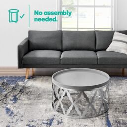 LIVIVO DAMASKI Coffee Table Wood Top Metal Frame in Metallic Silver - thumbnail 3