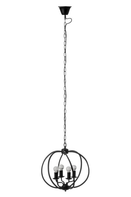Orsina Matt Black Iron Pendant Light, Industrial Sphere Ceiling Light With 4 Bulb Holders, Assembled Hanging Fixture - image 1