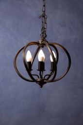 Orsina Matt Black Iron Pendant Light, Industrial Sphere Ceiling Light With 4 Bulb Holders, Assembled Hanging Fixture - thumbnail 2