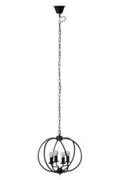Orsina Matt Black Iron Pendant Light, Industrial Sphere Ceiling Light With 4 Bulb Holders, Assembled Hanging Fixture - thumbnail 1
