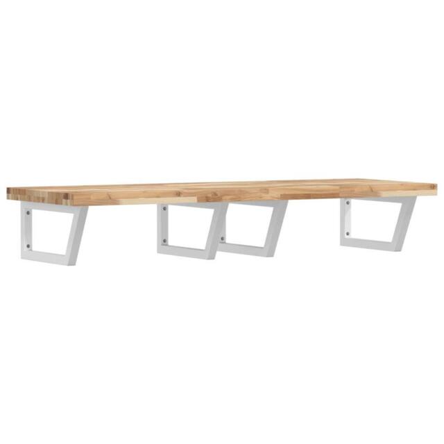 Berkfield Home Basin Shelf Wall Mounted Steel & Solid Wood Acacia in Brown - image 1