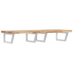 Berkfield Home Basin Shelf Wall Mounted Steel & Solid Wood Acacia in Brown - thumbnail 1