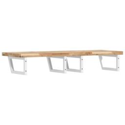 Berkfield Home Basin Shelf Wall Mounted Steel & Solid Wood Acacia in Brown - thumbnail 6