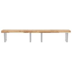 Berkfield Home Basin Shelf Wall Mounted Steel & Solid Wood Acacia in Brown - thumbnail 4