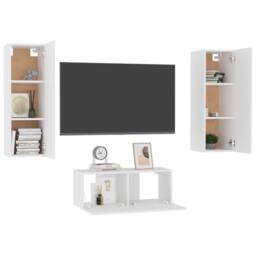 Berkfield Home 3 Piece TV Cabinet Set White Engineered Wood - thumbnail 3