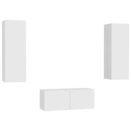 Berkfield Home 3 Piece TV Cabinet Set White Engineered Wood - thumbnail 2