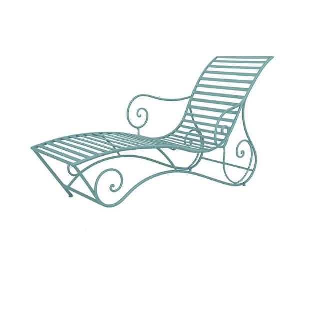 Melody Maison Large Sage Green Metal Sun Lounger - image 1