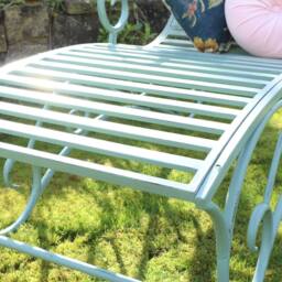 Melody Maison Large Sage Green Metal Sun Lounger - thumbnail 6