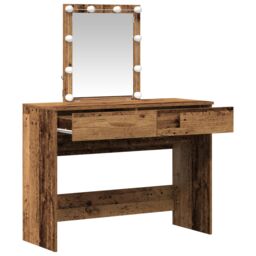 Berkfield Home Dressing Table with Mirror&LED Lights Old Wood Engineered Wood in Brown - thumbnail 4