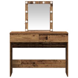 Berkfield Home Dressing Table with Mirror&LED Lights Old Wood Engineered Wood in Brown - thumbnail 7