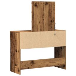 Berkfield Home Dressing Table with Mirror&LED Lights Old Wood Engineered Wood in Brown - thumbnail 6