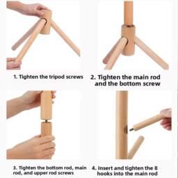 Ventryn Wooden Coat Stand Tree with 8 Hooks, Hallway Hat Hanger in Natural - thumbnail 6