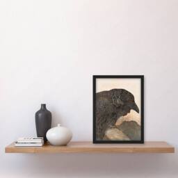 Artery8 Theo van Hoytema Framed Wall Art Print Old Crow Bird Painting in Brown - Size: A4 - thumbnail 2