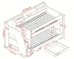 Flair Slick Staircase Bunk Bed with Storage in Grey - Size: Single - thumbnail 9