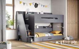 Flair Slick Staircase Bunk Bed with Storage in Grey - Size: Single - thumbnail 5