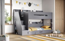 Flair Slick Staircase Bunk Bed with Storage in Grey - Size: Single - thumbnail 4