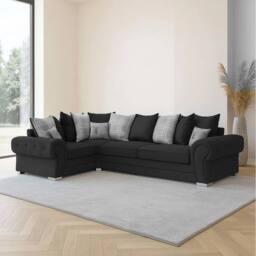 Furniture 786 Verona Scatter Back 1c2 Corner Sofa Chenille Fabric in Black - thumbnail 1