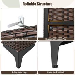NESTLUNE 157cm High Wicker Storage Cabinet 2 Door PE Rattan Closet in Brown - Size: 100 cm x 15 cm - thumbnail 5