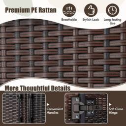 NESTLUNE 157cm High Wicker Storage Cabinet 2 Door PE Rattan Closet in Brown - Size: 100 cm x 15 cm - thumbnail 6