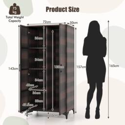 NESTLUNE 157cm High Wicker Storage Cabinet 2 Door PE Rattan Closet in Brown - Size: 100 cm x 15 cm - thumbnail 2