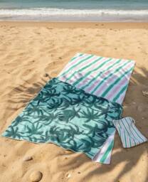 LARANGE Beach Towel Bag Microfiber Waffle Double-Sided 160 X 80 in Peach - thumbnail 2