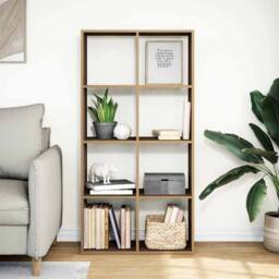 Berkfield Home Room Divider Bookcase Artisan Oak 69.5x29x137.5 cm Engineered Wood in Brown - thumbnail 3