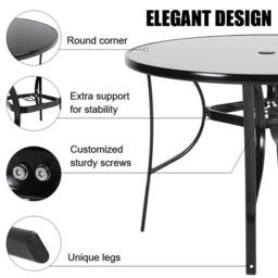 Living and Home 2 Seater Outdoor Garden Dining Bistro Set in Black - thumbnail 7