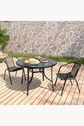 Living and Home 2 Seater Outdoor Garden Dining Bistro Set in Black - thumbnail 3