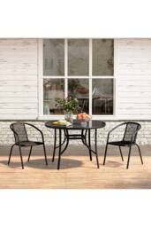 Living and Home 2 Seater Outdoor Garden Dining Bistro Set in Black - thumbnail 4