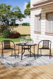 Living and Home 2 Seater Outdoor Garden Dining Bistro Set in Black - thumbnail 2