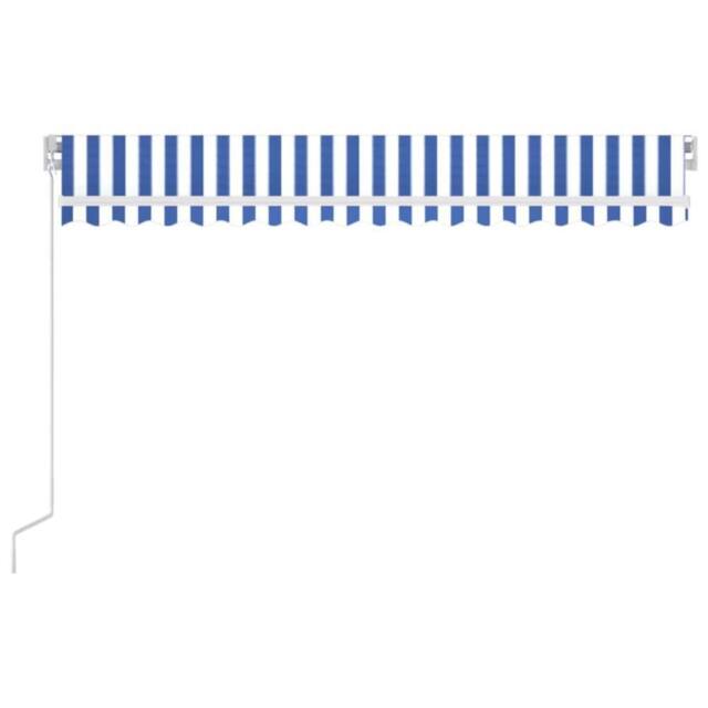 Berkfield Home Manual Retractable Awning with LED 400x300 cm Blue & White - image 1
