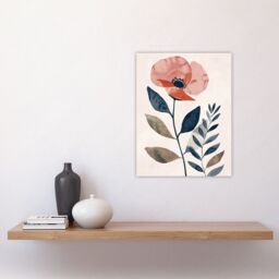 "Artery8 Singe Boho Poppy Flower Floral Watercolour Wall Art Print in Pink - Size: W18"" x H24""" - thumbnail 4