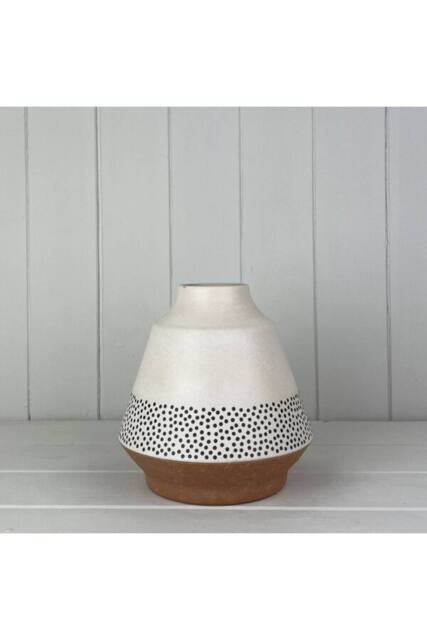 KDMD Earthy Dotty Bamboo Skandi Vase in White - image 1