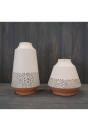 KDMD Earthy Dotty Bamboo Skandi Vase in White - thumbnail 2