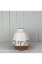 KDMD Earthy Dotty Bamboo Skandi Vase in White