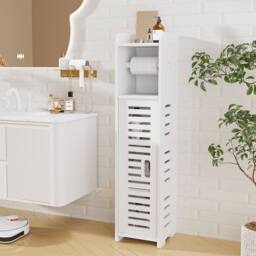 Dprodo Small Space Toilet Paper Holder Stand in White - thumbnail 3