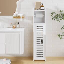 Dprodo Small Space Toilet Paper Holder Stand in White - thumbnail 2