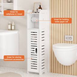Dprodo Small Space Toilet Paper Holder Stand in White - thumbnail 4