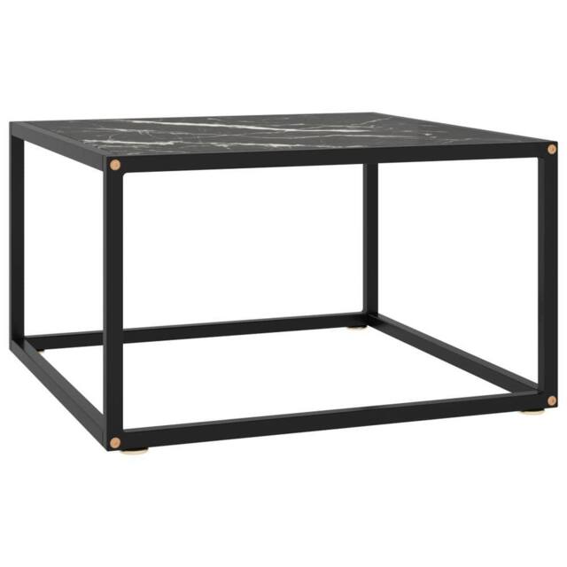 Berkfield Home Coffee Table Black with Black Marble Glass 60x60x35 cm - Size: 60 x 60 x 35 cm - image 1