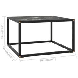 Berkfield Home Coffee Table Black with Black Marble Glass 60x60x35 cm - Size: 60 x 60 x 35 cm - thumbnail 5