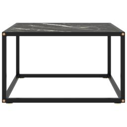 Berkfield Home Coffee Table Black with Black Marble Glass 60x60x35 cm - Size: 60 x 60 x 35 cm - thumbnail 2