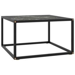 Berkfield Home Coffee Table Black with Black Marble Glass 60x60x35 cm - Size: 60 x 60 x 35 cm