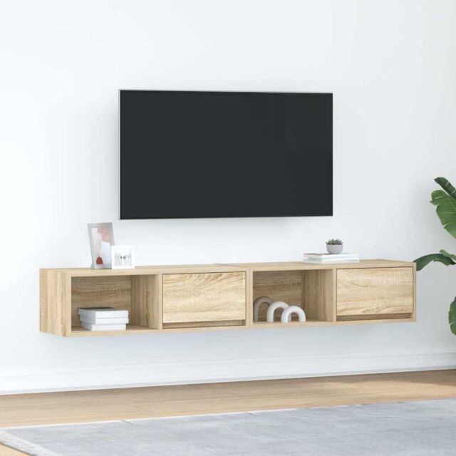 Berkfield Home TV Cabinets 2 pcs Sonoma Oak 80x31x25.5 cm Engineered Wood in Brown - image 1